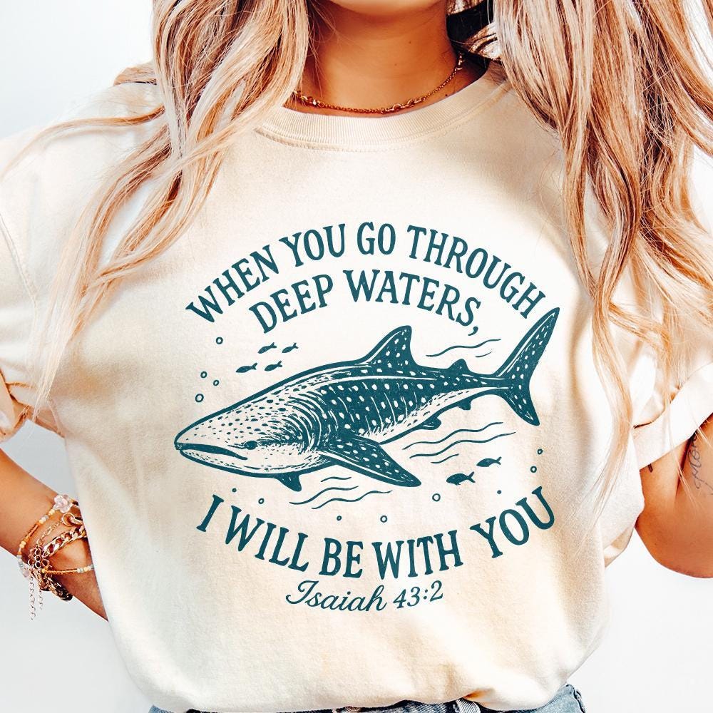 When You Go Through Deep Waters PNG, Whale Shark Digital Print - 300 DPI