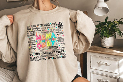 Mama It's Okay PNG Inspirational Mother's Day Quote, Mental Health