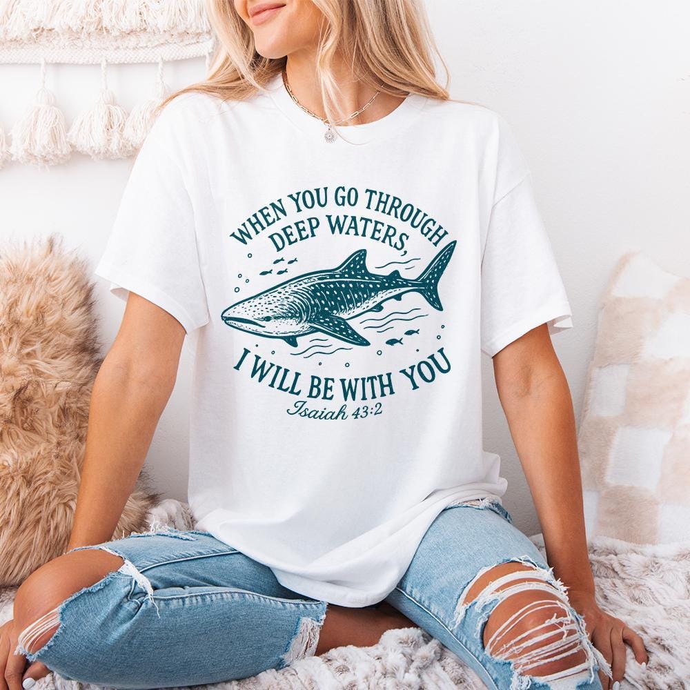 When You Go Through Deep Waters PNG, Whale Shark Digital Print - 300 DPI