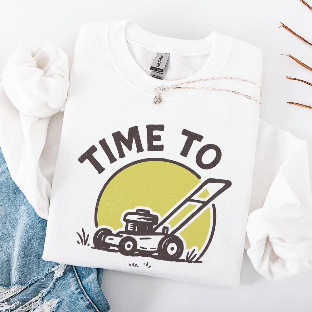 Time To Mow PNG, Lawn Mower Retro Design - 300 DPI Design for T-Shirt