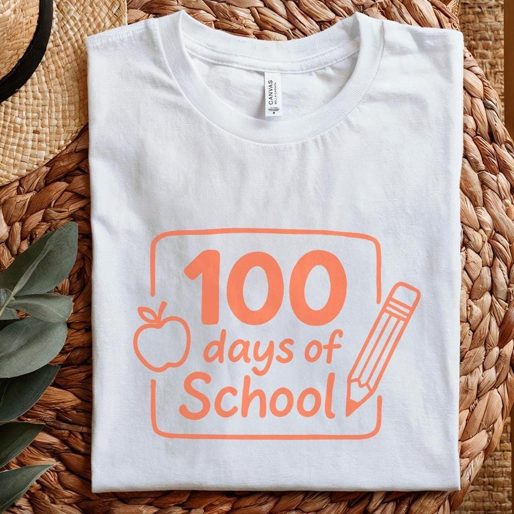 100 Days Of School PNG, Cute Apple And Pencil Digital Download - 300 DPI