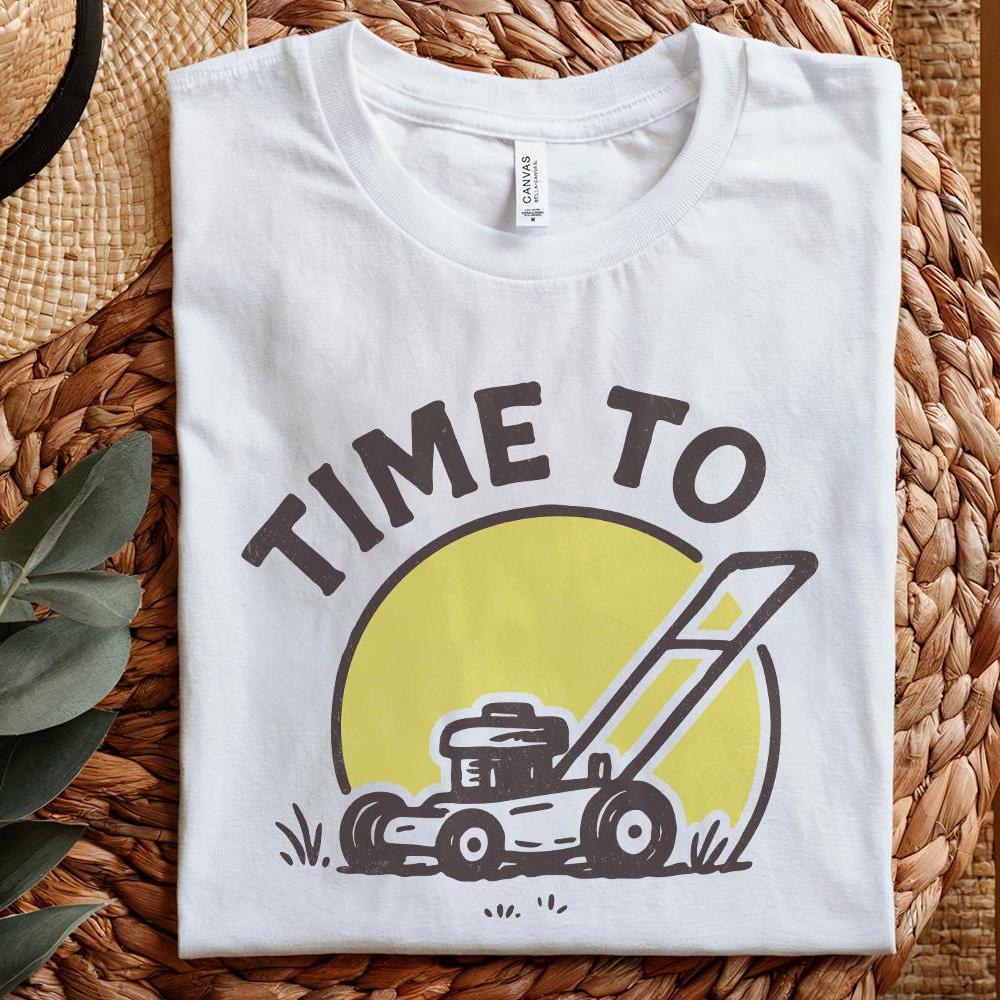 Time To Mow PNG, Lawn Mower Retro Design - 300 DPI Design for T-Shirt
