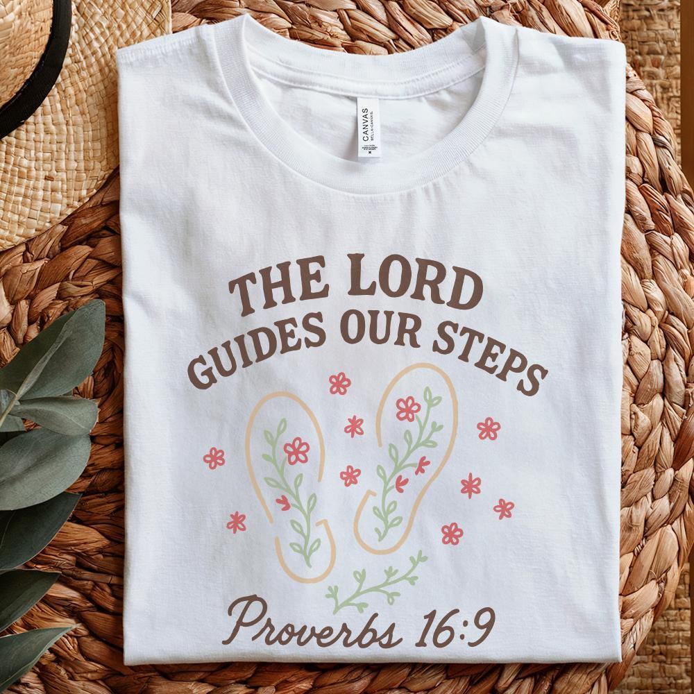 The Lord Guides Our Steps PNG, Proverbs 16:9 Scripture Art - 300 DPI