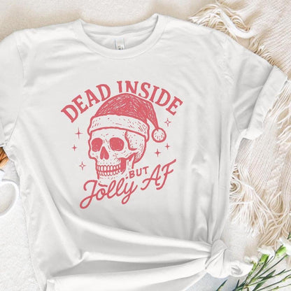 Dead Inside But Jolly AF PNG, Funny Christmas Skull PNG - 300 DPI Design