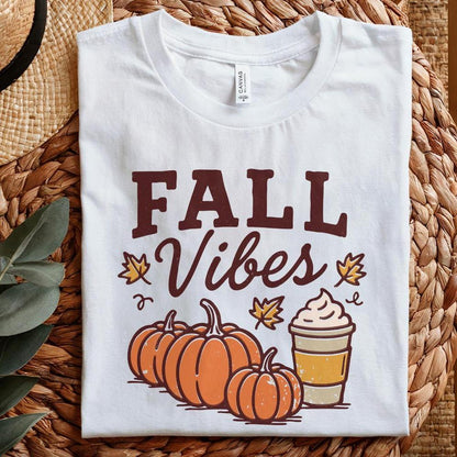 Fall Vibes PNG, Autumn Pumpkins And Coffee Cup - 300 DPI Design for T-Shirt