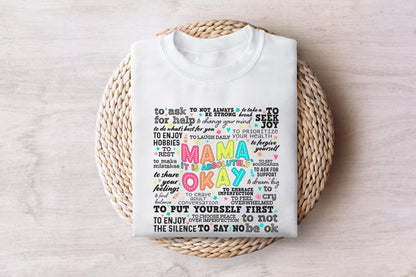 Mama It's Okay PNG Inspirational Mother's Day Quote, Mental Health