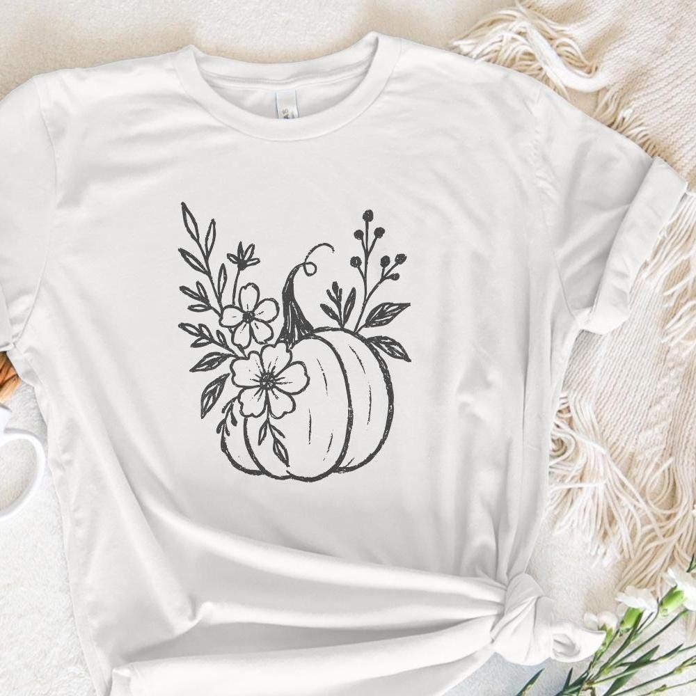 Pumpkin Floral PNG, Digital Download - 300 DPI Design for T-Shirt
