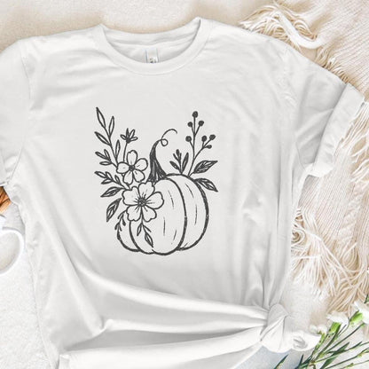 Pumpkin Floral PNG, Digital Download - 300 DPI Design for T-Shirt