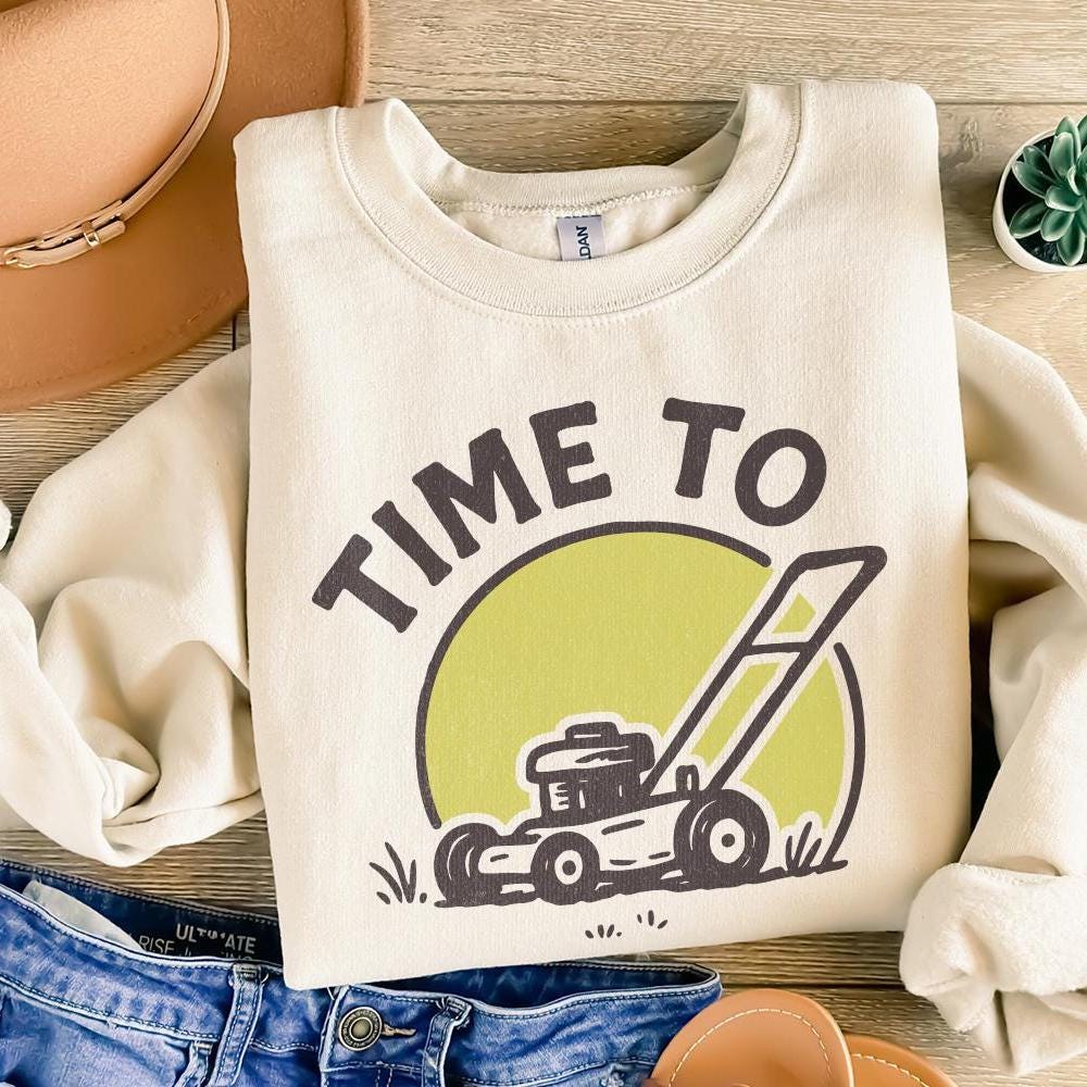 Time To Mow PNG, Lawn Mower Retro Design - 300 DPI Design for T-Shirt