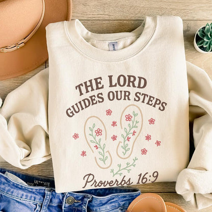 The Lord Guides Our Steps PNG, Proverbs 16:9 Scripture Art - 300 DPI