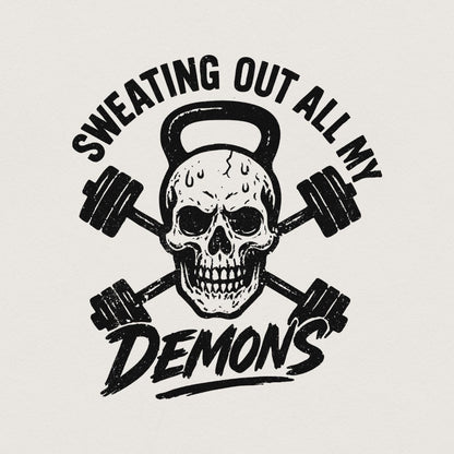 Sweating Out All My Demons PNG, Gym Skull Workout Art - 300 DPI Design
