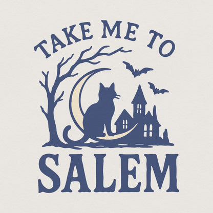 Take Me To Salem PNG, Cat on Crescent Moon - 300 DPI Design for T-Shirt
