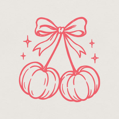 Cherry Bow PNG, Cute Cherry Digital Download PNG for T-Shirts - 300 DPI