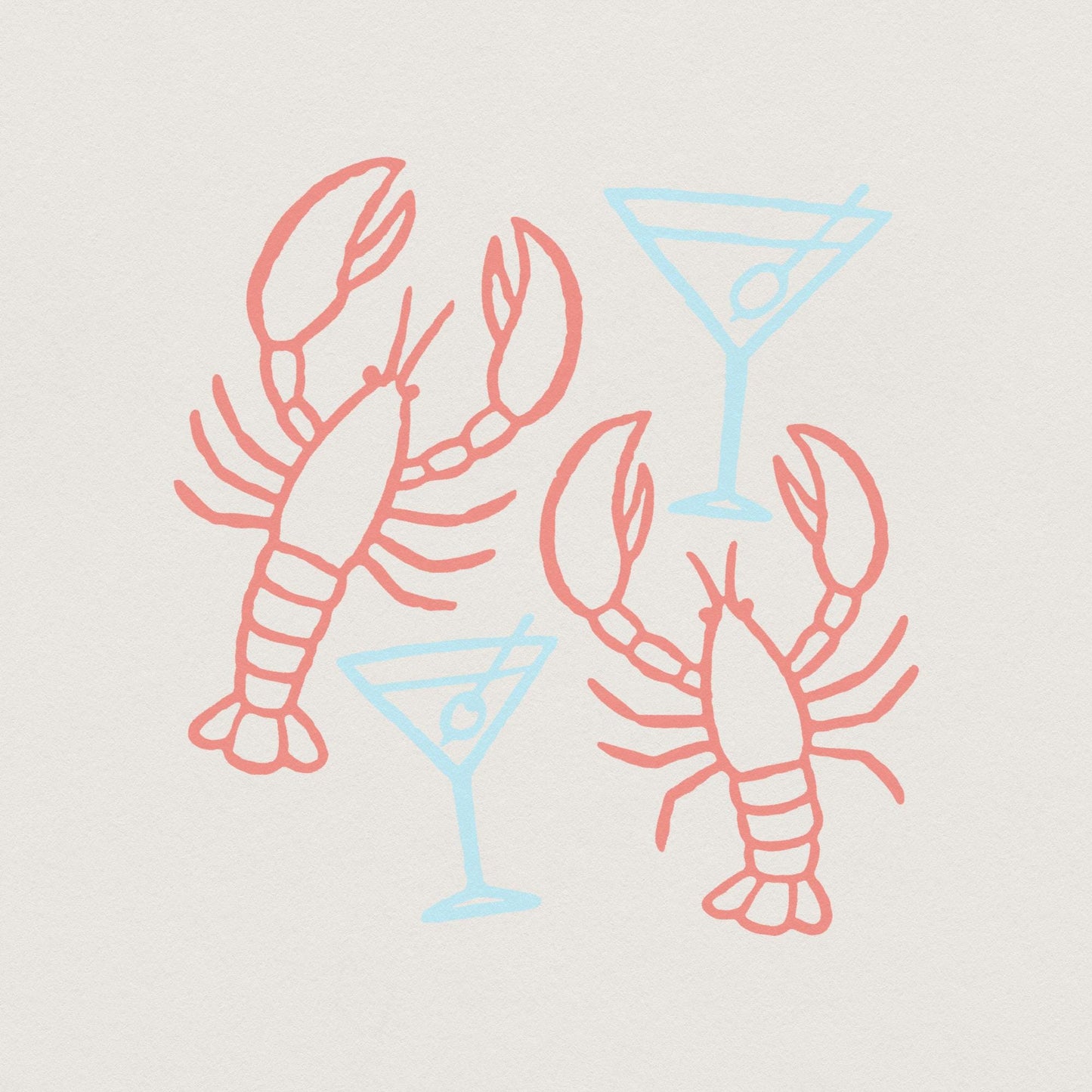 Lobster And Martini PNG, Nautical Art - 300 DPI Design for T-Shirt