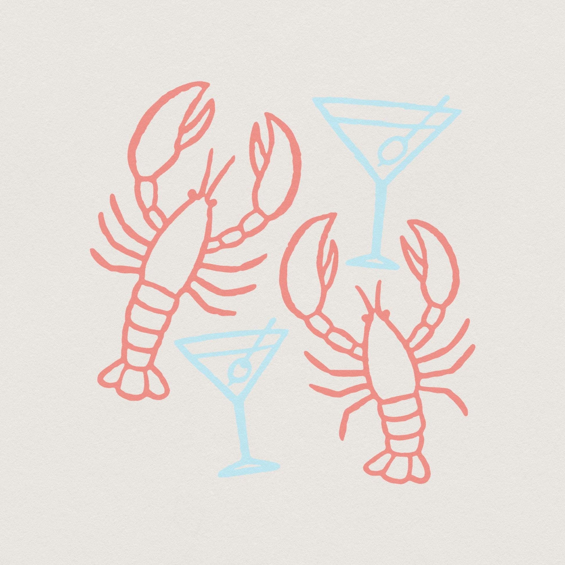 Lobster And Martini PNG, Nautical Art - 300 DPI Design for T-Shirt