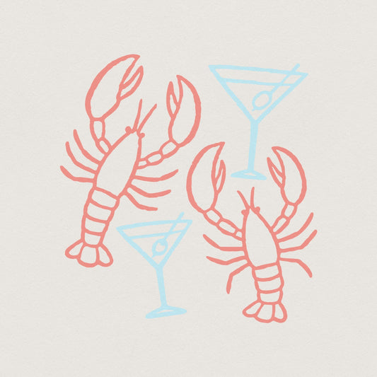 Lobster And Martini PNG, Nautical Art - 300 DPI Design for T-Shirt