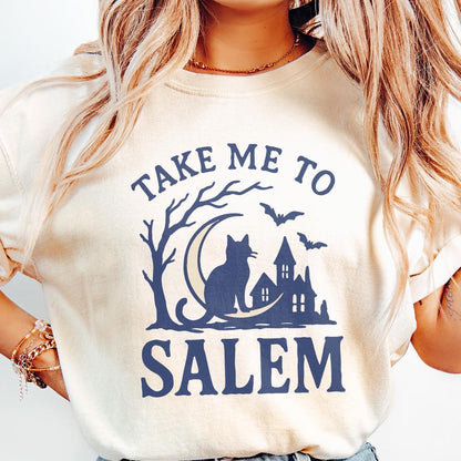 Take Me To Salem PNG, Cat on Crescent Moon - 300 DPI Design for T-Shirt