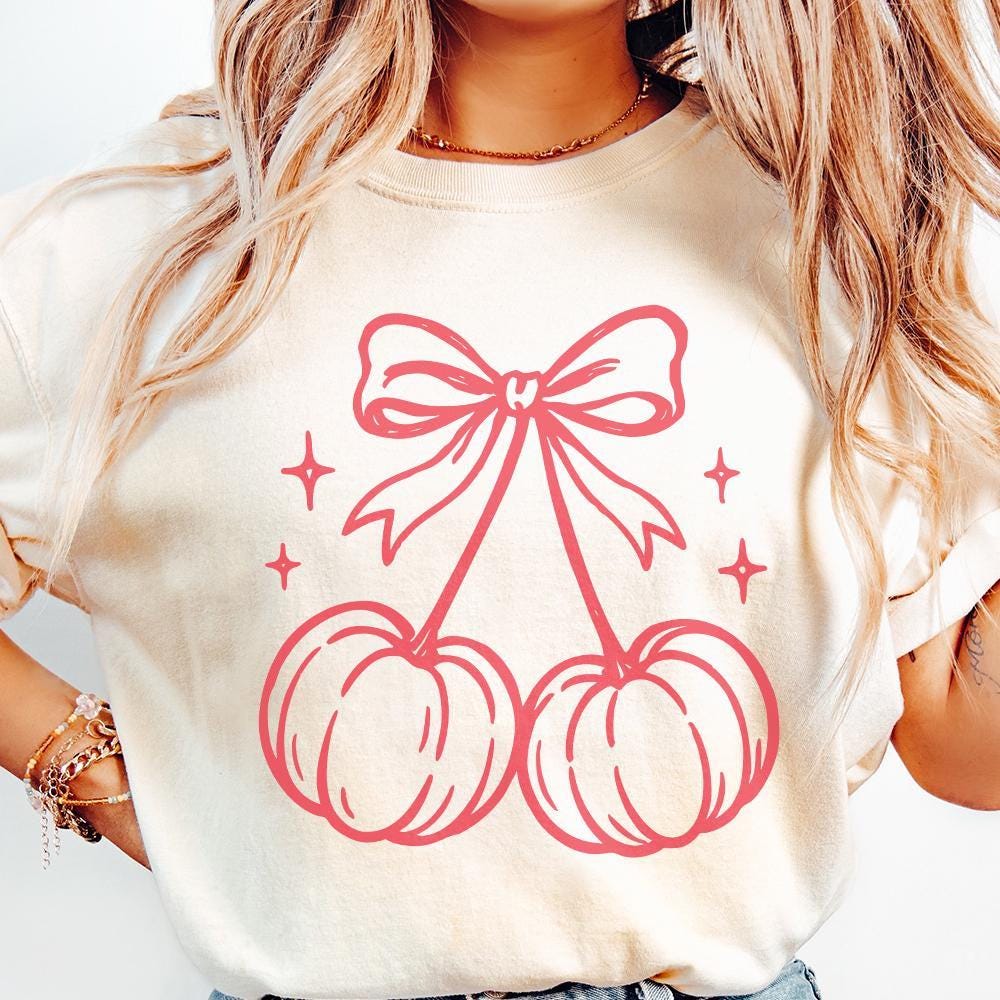 Cherry Bow PNG, Cute Cherry Digital Download PNG for T-Shirts - 300 DPI