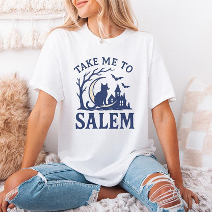 Take Me To Salem PNG, Cat on Crescent Moon - 300 DPI Design for T-Shirt
