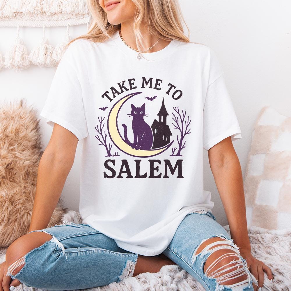 Take Me To Salem PNG, Witchy Cat Halloween Digital Art - 300 DPI Design