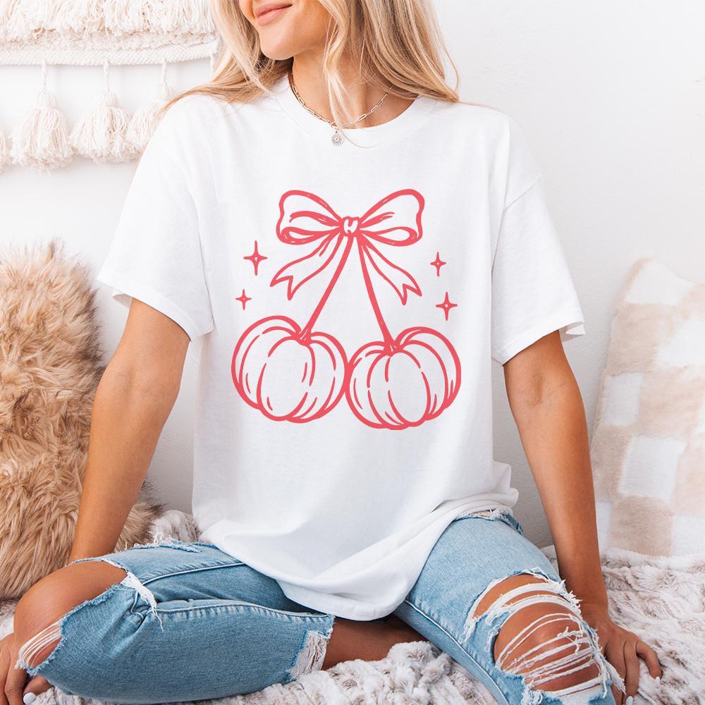 Cherry Bow PNG, Cute Cherry Digital Download PNG for T-Shirts - 300 DPI