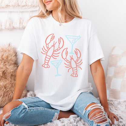 Lobster And Martini PNG, Nautical Art - 300 DPI Design for T-Shirt