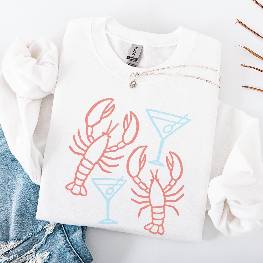 Lobster And Martini PNG, Nautical Art - 300 DPI Design for T-Shirt