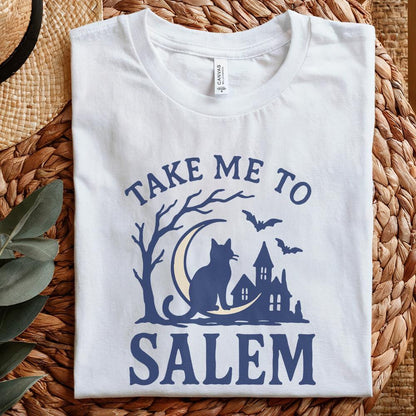 Take Me To Salem PNG, Cat on Crescent Moon - 300 DPI Design for T-Shirt