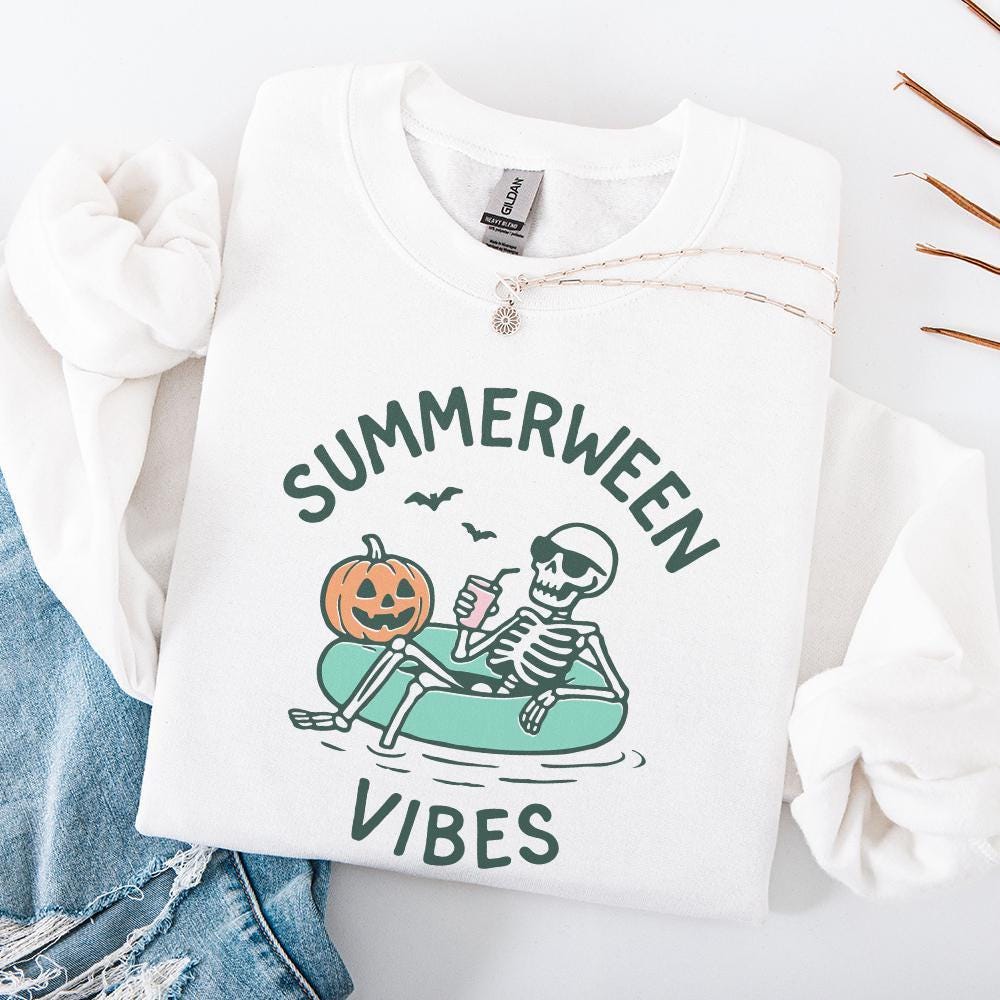 Summerween Vibes PNG, Skeleton Pool Float - 300 DPI Design for T-Shirt