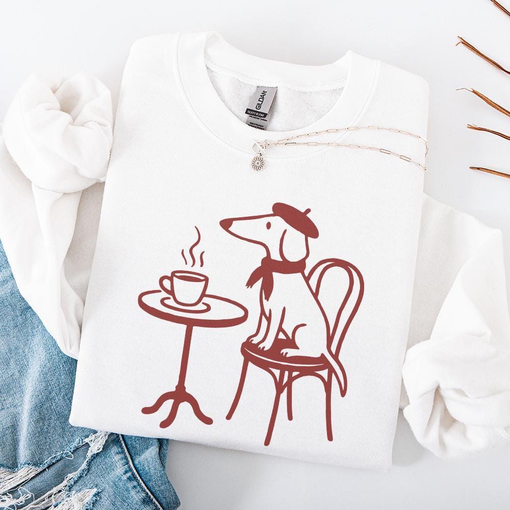 Dachshund Coffee PNG, French Dog Art - 300 DPI Design for T-Shirt