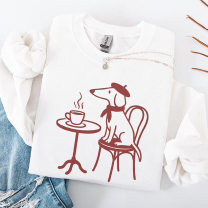 Dachshund Coffee PNG, French Dog Art - 300 DPI Design for T-Shirt