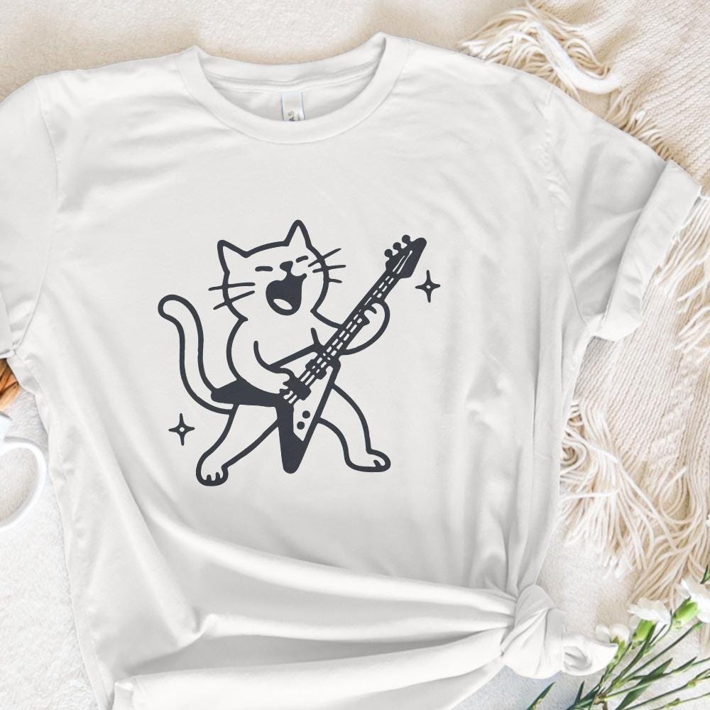 Rocking Cat PNG, Funny Digital Download - 300 DPI Design for T-Shirt