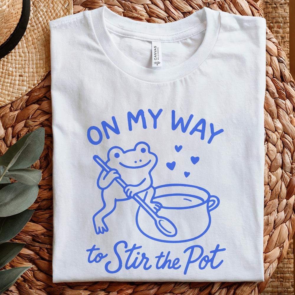 On My Way To Stir The Pot PNG, Funny Frog Digital Download - 300 DPI
