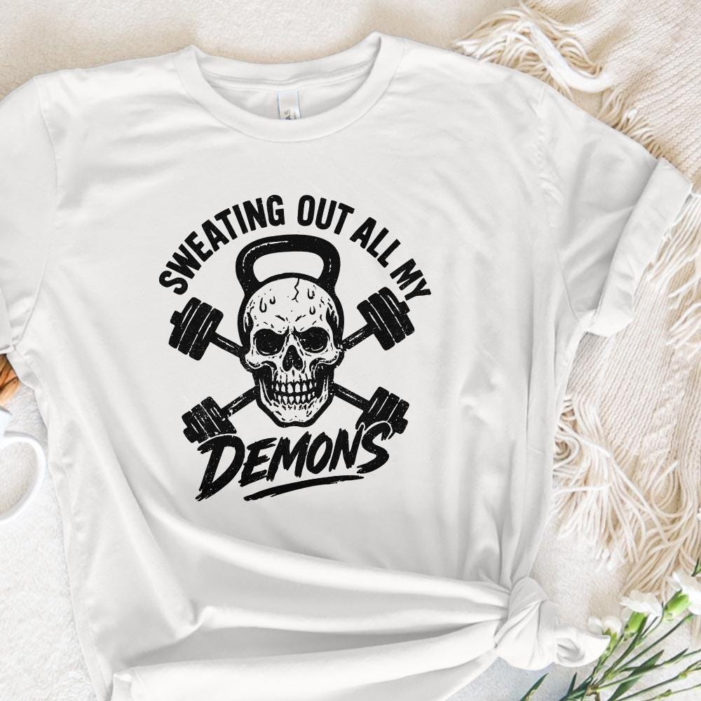 Sweating Out All My Demons PNG, Gym Skull Workout Art - 300 DPI Design
