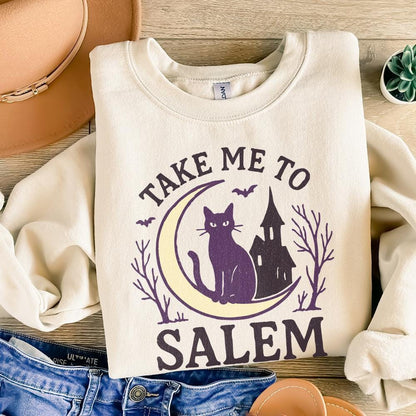 Take Me To Salem PNG, Witchy Cat Halloween Digital Art - 300 DPI Design