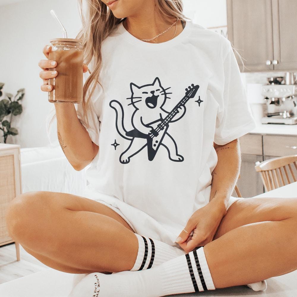 Rocking Cat PNG, Funny Digital Download - 300 DPI Design for T-Shirt