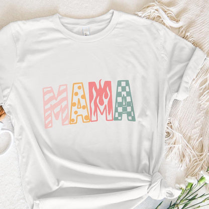 Mama PNG, Retro Patterned Printable Shirt Design - 300 DPI Design for