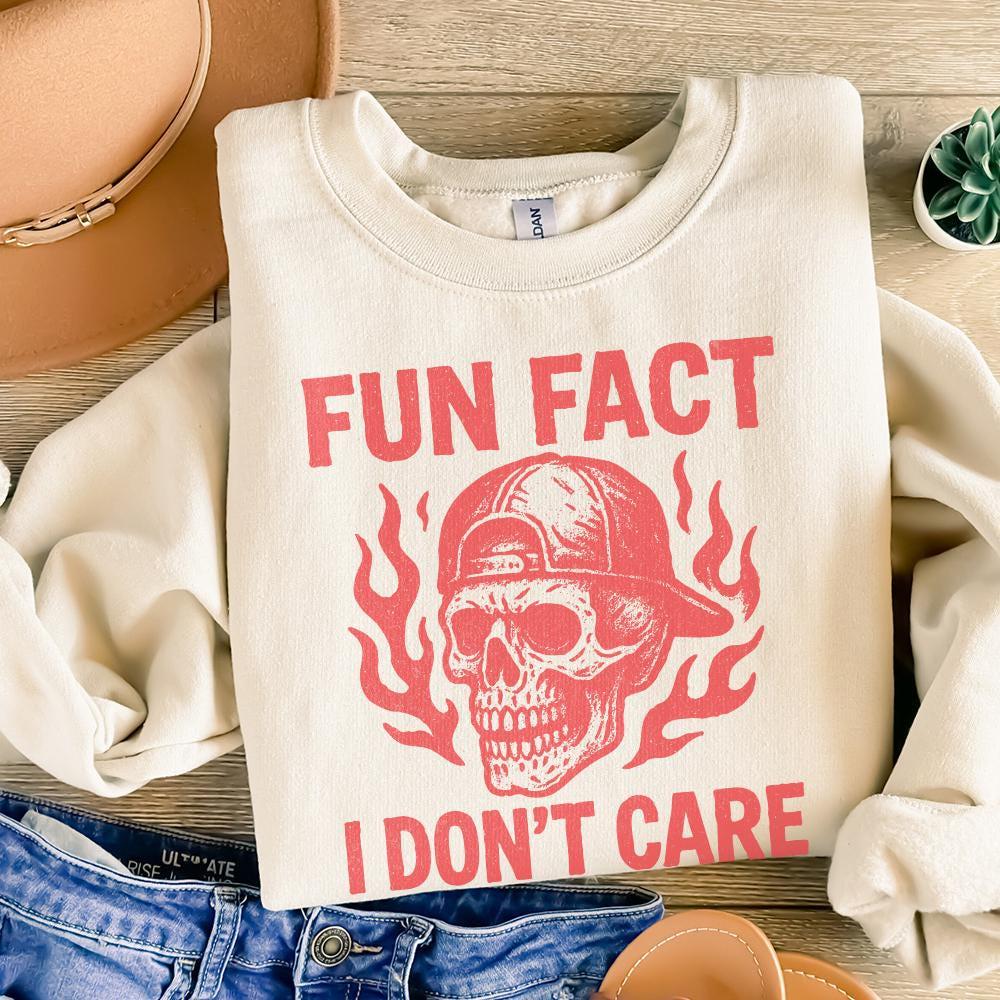 Fun Fact I Don't Care PNG, Sarcastic Skull Shirt Digital Download - 300
