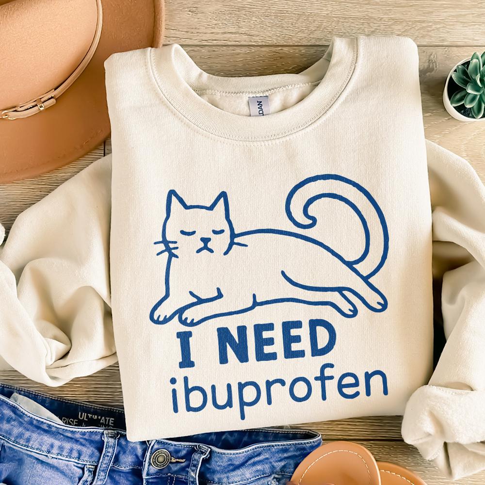 I Need Ibuprofen PNG, Funny Cat Digital Download - 300 DPI Design for