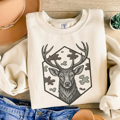 Deer Head PNG, Woodland Animal Clipart - 300 DPI Design for T-Shirt