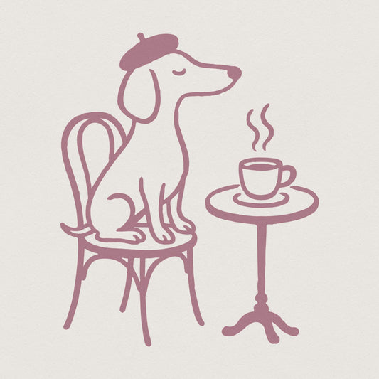 Dog Drinking Coffee PNG, Cute Dog Art Print - 300 DPI Design for T-Shirt