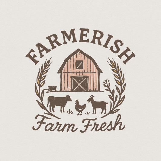Farmerish Farm Fresh PNG, Barn Animal Digital Download - 300 DPI Design
