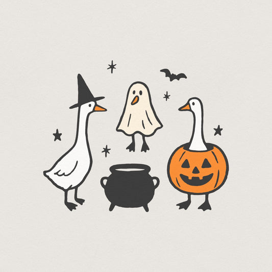 Halloween Goose PNG, Witch Goose - 300 DPI Design for T-Shirt