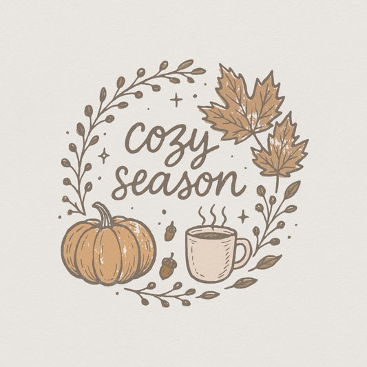 Cozy Season PNG Digital Download, Autumn Fall Shirt Design - 300 DPI