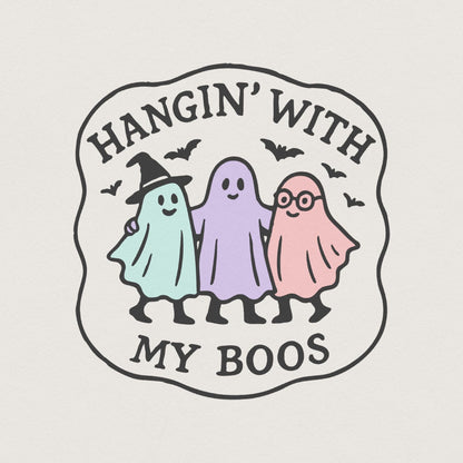 Hangin' With My Boos PNG, Cute Ghost Friends Halloween Digital Art - 300