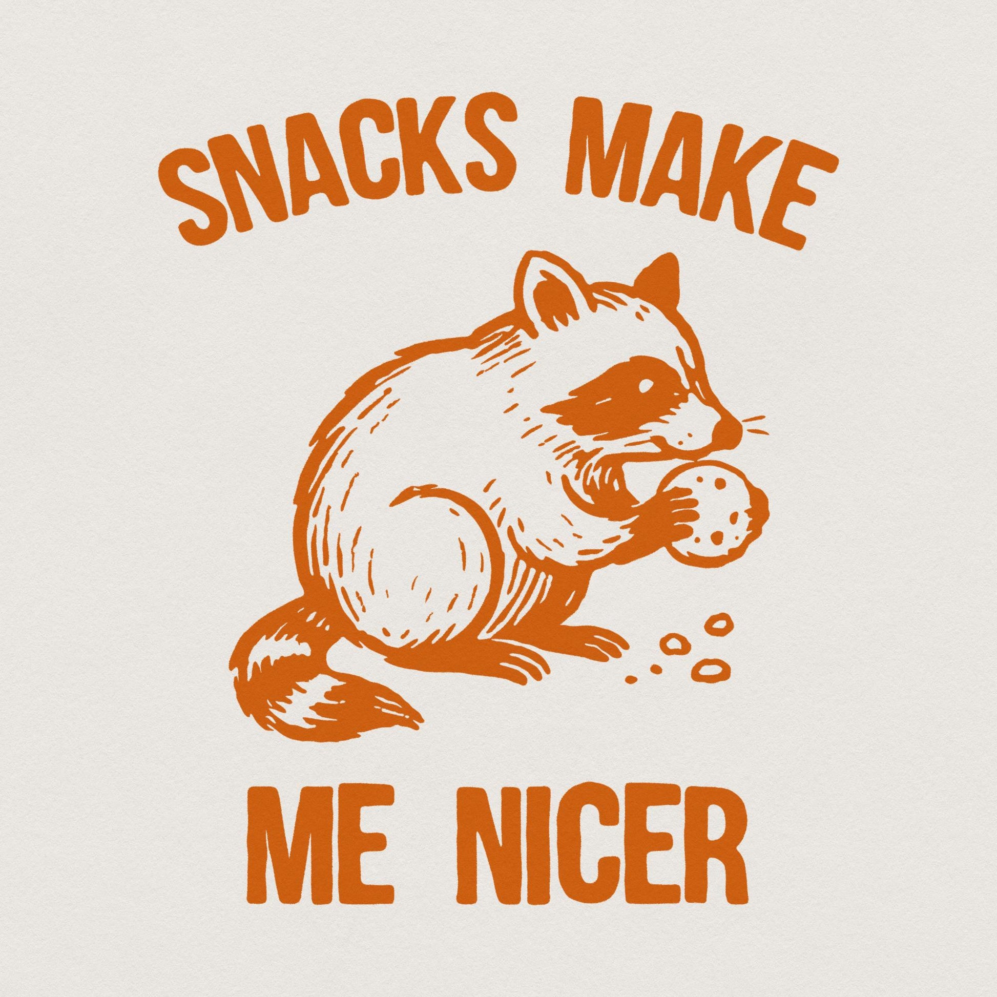 Snacks Make Me Nicer PNG, Cute Raccoon Digital Download - 300 DPI Design