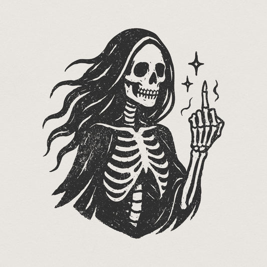 Gothic Skeleton PNG, Middle Finger Digital Art - 300 DPI Design for T-Shirt