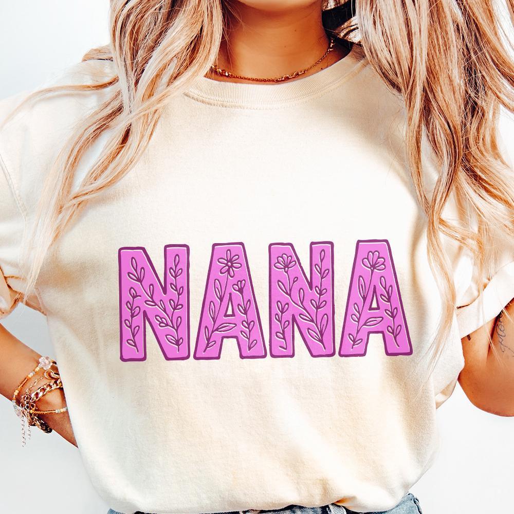 Nana PNG, Floral Nana - 300 DPI Design for T-Shirt