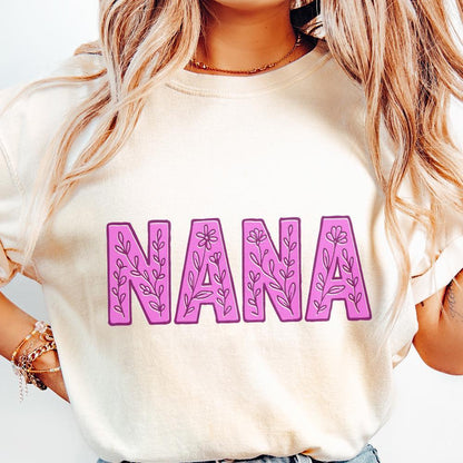 Nana PNG, Floral Nana - 300 DPI Design for T-Shirt