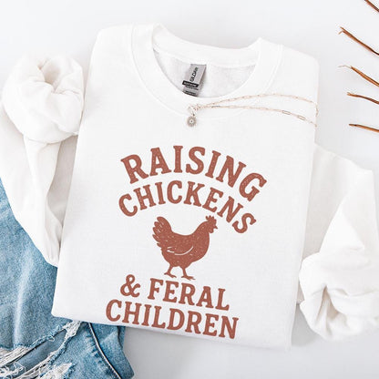 Raising Chickens & Feral Children PNG, Funny Farm Shirt Design - 300 DPI